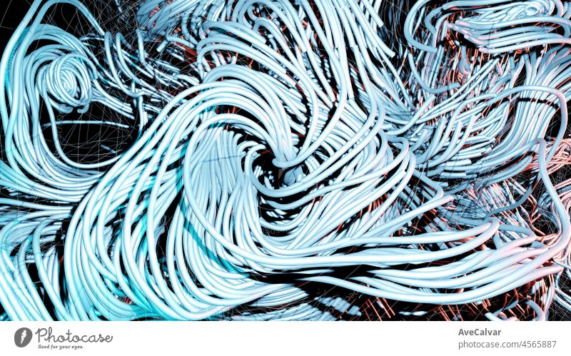 3d render. Abstract sculpture background abstract curl fluid lines science swirl wave motion wallpaper element illustration light modern shape space advertising