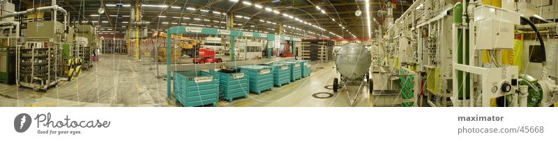 Panorama production hall Assembly shop Production Processing plant Machinery Panorama (View) Industry Warehouse Work of art factory hall transfer lines Large