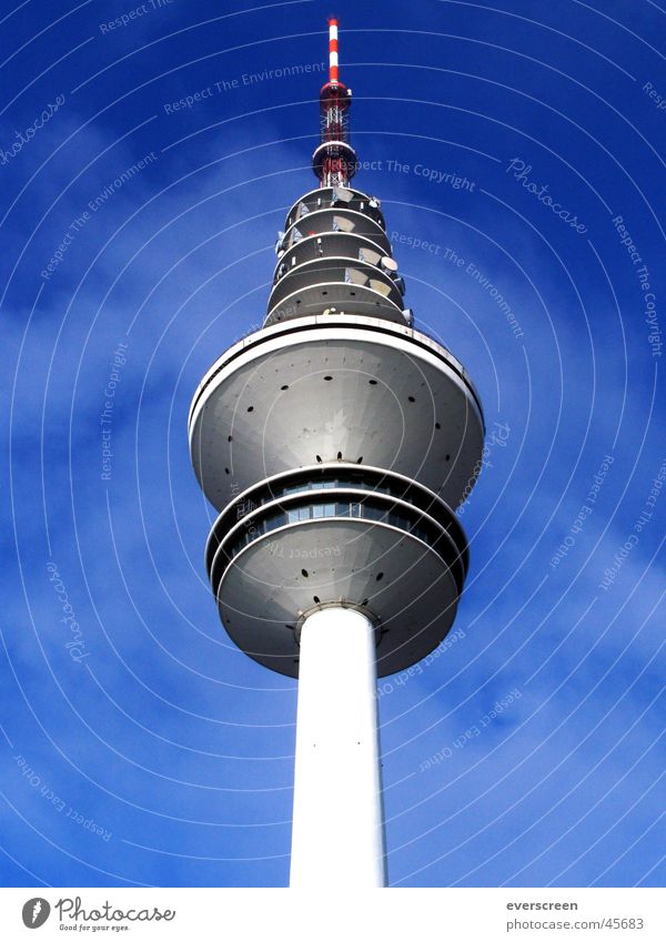 television tower Radio (broadcasting) NDR Pro7 Transmit Frequency Gray Television Hamburg RTL ZDF ARD Spark radio Lighting Sky Blue Television tower