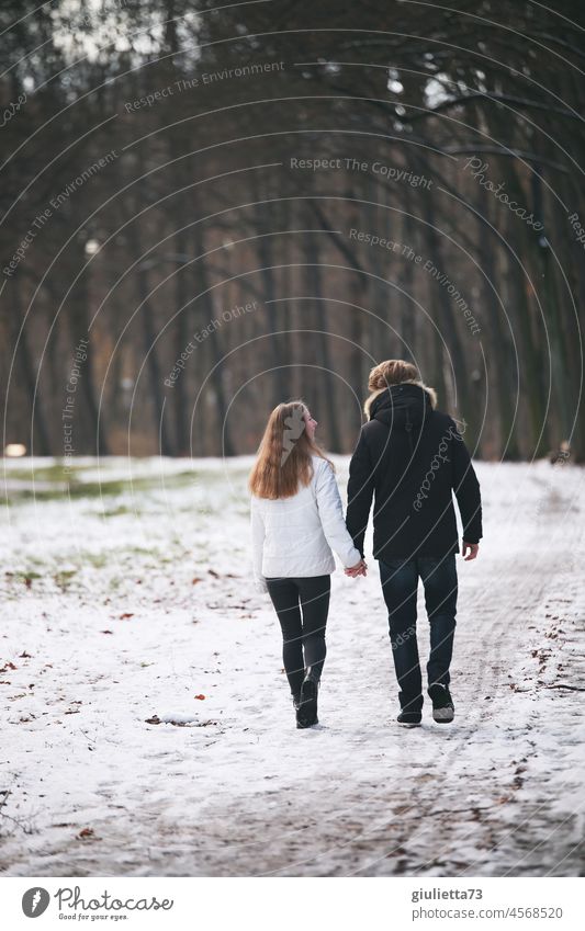 first love | teen love, young couple winter walk in park teenager love First love Young woman Young man Girl Boy (child) Happy Infatuation Romance