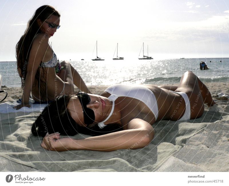 Summertime02 Beach Bikini Sunglasses Majorca Ocean Portrait photograph Watercraft Woman Sand