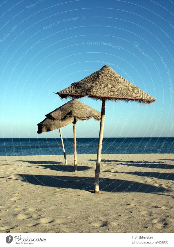 Lonely Beach Tunisia Ocean Loneliness Sand Umbrella