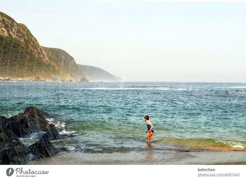 untroubled ocean wide Tsitsikamma national park Free Longing Swimming & Bathing South Africa Sky Water Mountain Sunlight Colour photo Paradise Wanderlust