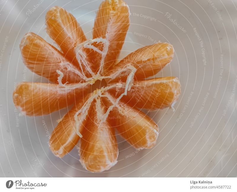 Peeled and opened tangerine or Clementine Tangerine Vitamin fruit Delicious Food Nutrition Orange Fruit Healthy Colour photo Vitamin-rich Vitamin C