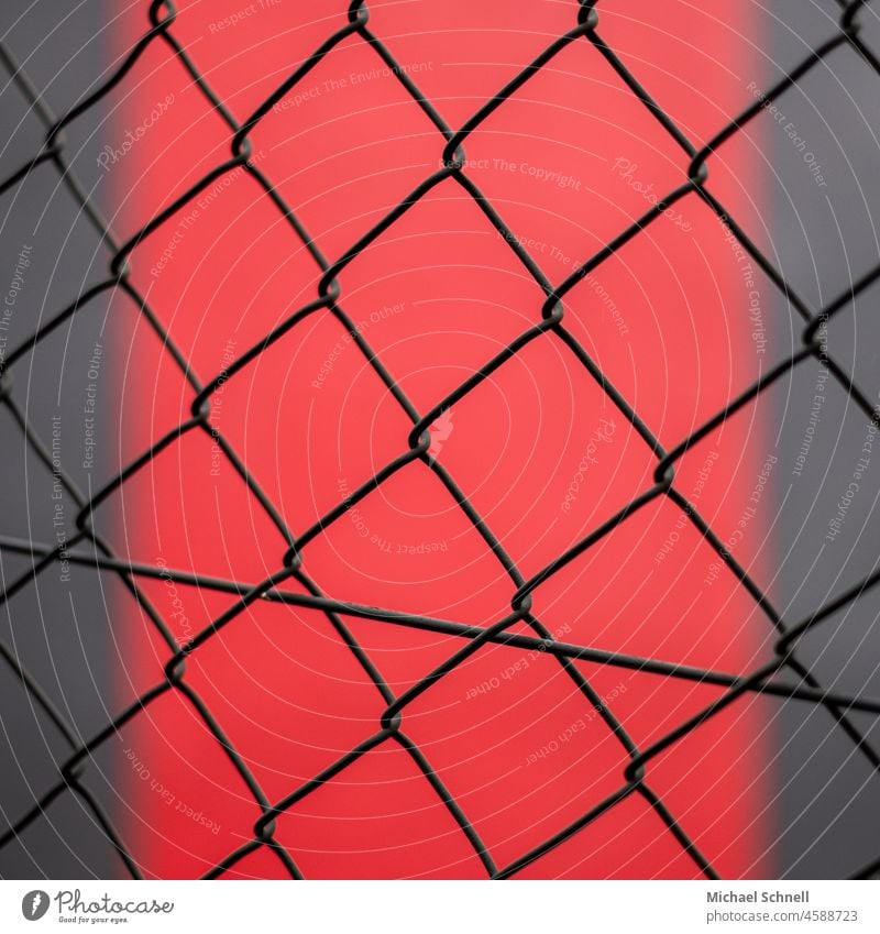 Wire mesh fence pattern Wire fence Fence Wire netting fence Border Barrier Protection Safety Threat Detail Red peril perilous danger spot hazard area