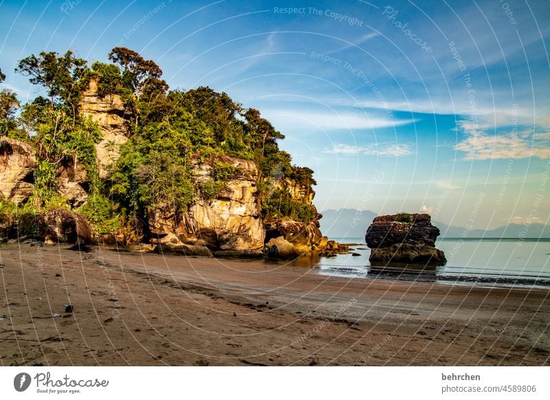 By the sea Impressive Wanderlust Bako National Park Sarawak Exceptional Beach coast Ocean Borneo Malaya Asia Fantastic Rock Landscape Mountain Water Clouds Sky