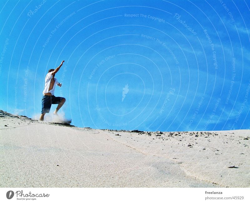 jump Jump Beach Vacation & Travel Clouds Summer Human being Man Playing spung Sky Sand Sun