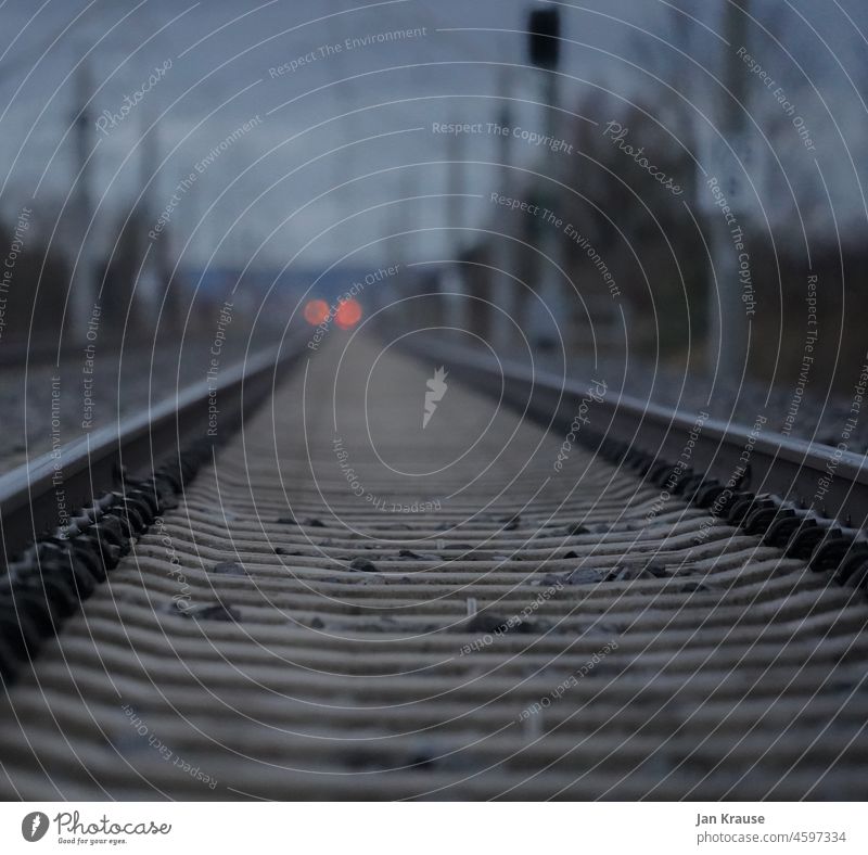 Railway tracks during the blue hour train Night Railroad Railroad tracks Dark yard night Light