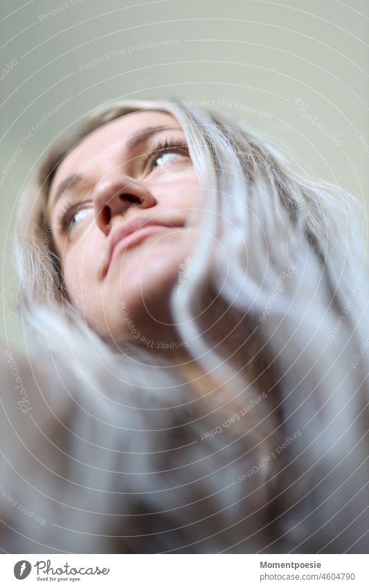 Blonde woman Woman Nose Face hair Under from below Human being Hair and hairstyles portrait Mouth Feminine Head Lips Looking Young woman Adults