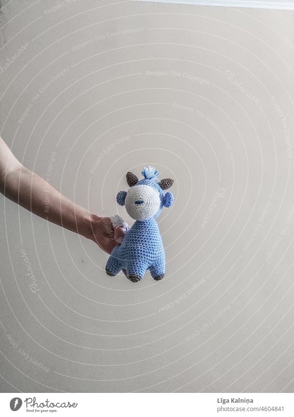 Hand holding a toy donkey Toy Cuddly toy Toys Animal Colour photo Playing Infancy Pelt Soft Joy Children's room cuddly toy Day Cute Interior shot Plush Fingers