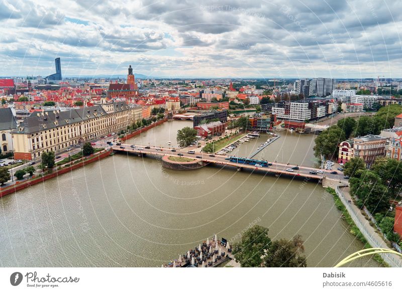 Wroclaw city panorama. Old town in Wroclaw, aerial view wroclaw cityscape poland europe architecture roof building travel tourism landmark tower sky old history