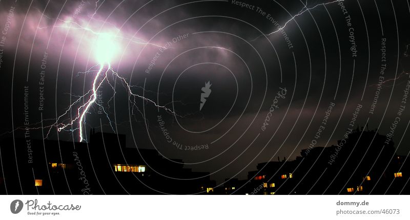 smashed Night Lightning Würzburg House (Residential Structure) Clouds Electricity Long exposure Impact Thunder and lightning Nature Force