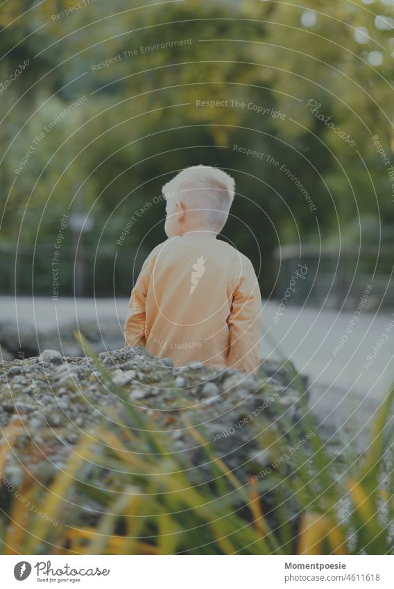 blonde boy outdoor Child Infancy Blonde Boy (child) Human being Park Nature Yellow Green yellow sweater Sweater Exterior shot 3 - 8 years Upper body Toddler bub