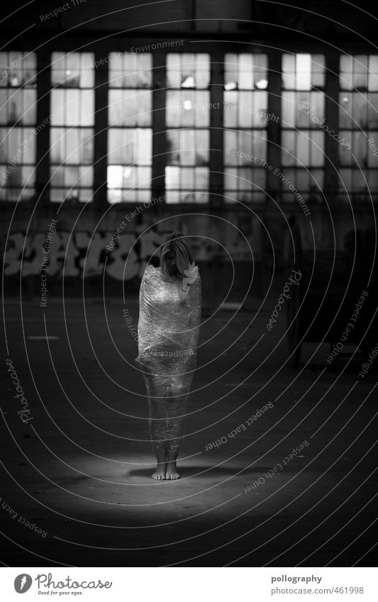 trapped II Human being Feminine Woman Adults Body 1 18 - 30 years Youth (Young adults) Industrial plant Factory Ruin Window Emotions Sadness Pain Disappointment