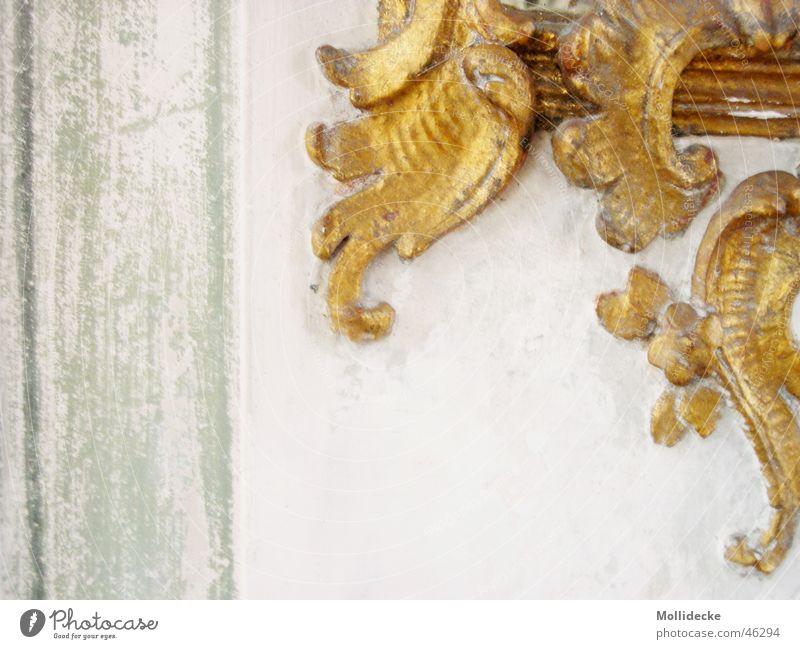 gold decoration Wall (building) Curlicue Stucco Green White Curved Edge Beautiful Gold Stone Baroque Adornment Decoration Old Architecture