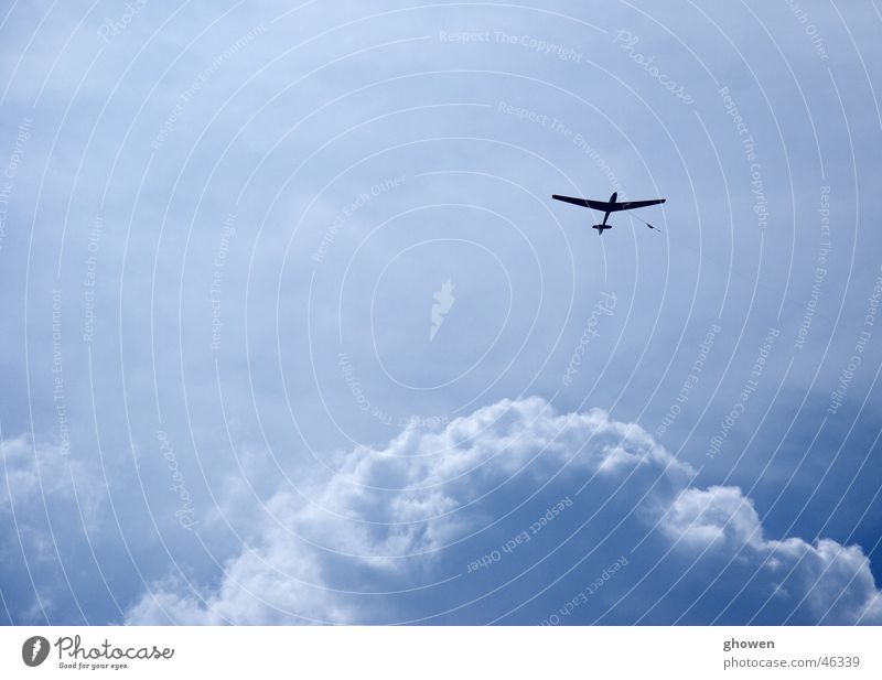 blue sky Clouds Large Sailplane Airplane Leisure and hobbies Blue Aviation Sky