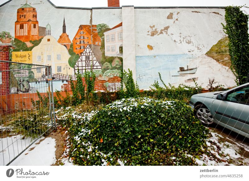 Mural of Wolgast in Wolgast Ancient Bodden Fishing village Port City Hanseatic League Hanseatic City Historic Cold Small Town Mecklenburg meckpomm Ocean MV
