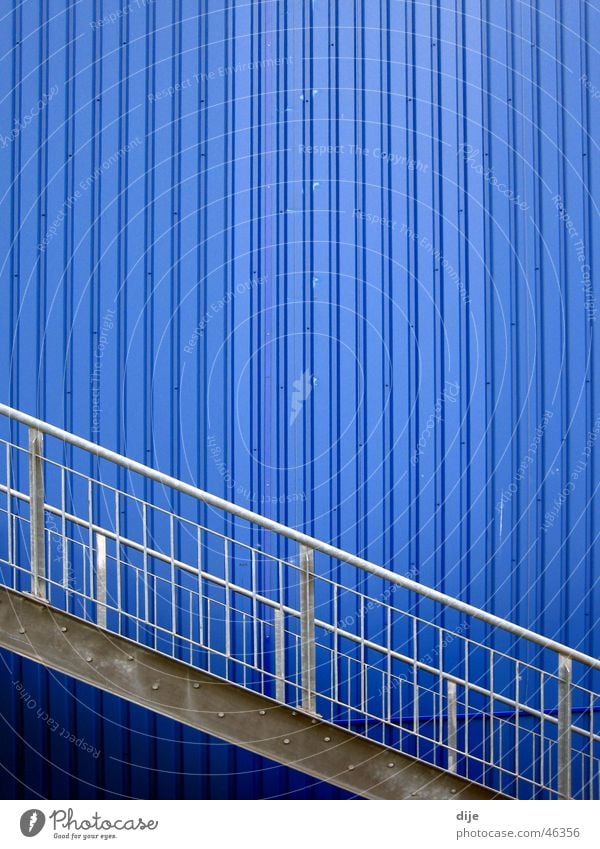 - Blue with stairs - Aluminium Tin Diagonal Building Gray Linearity Wall (building) Waves Stairs Handrail ikea Ladder Modern