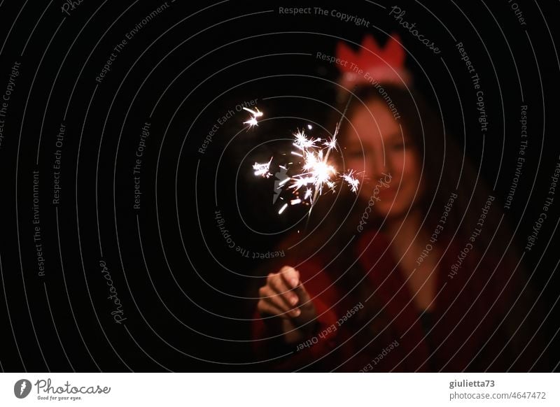 Princess with sparkler | Happy new year | beginning & end portrait New Year turn of the year 2021 New Year's Eve Sparkler Feasts & Celebrations Future