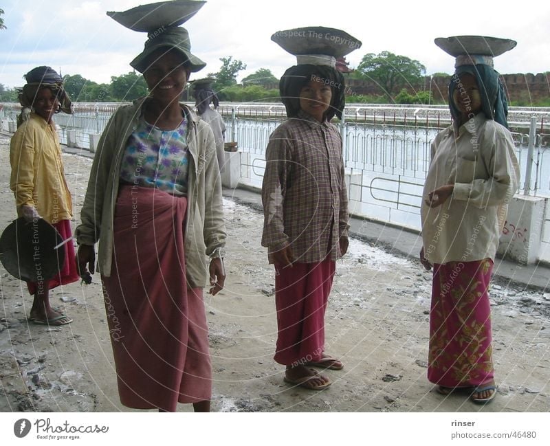 Mandalay Ladies Myanmar Grinning construction asia.