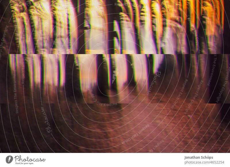 Forest sunset experiment glitch and motion blur glitch art Glitch effect experimental Sunset Landscape Abstract Art luminescent variegated trees Tree trunk