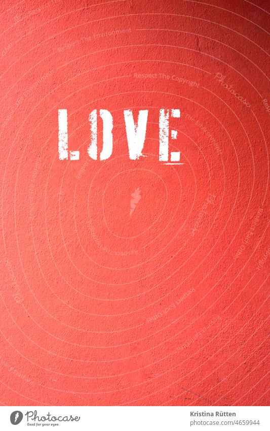 love painted on red wall Love Wall (building) Wall (barrier) Facade Stencil Painted Sprayed sprayed Red Colour In love sensation Declaration of love Affection