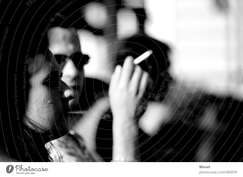 smokin' black & white Smoking Human being Woman Adults Man Arm Hand Smoke Think Black White Cigarette Earnest Absentminded Memory Black & white photo