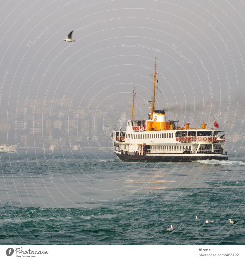 Where's the way to Europe? Fog Waves Ocean The Bosphorus Waterway Istanbul Capital city Means of transport Traffic infrastructure Public transit Navigation