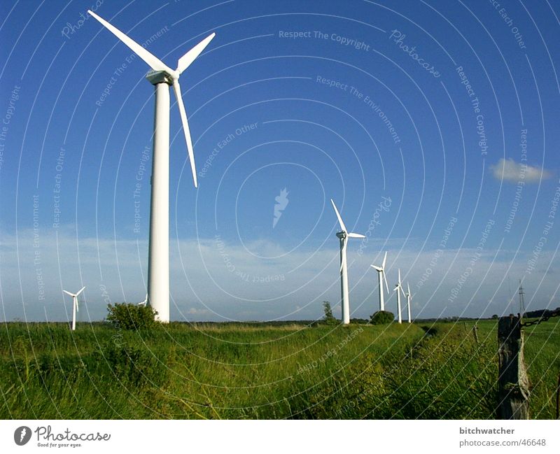 alternative energy Wind energy plant Tough guy East Frisland Sky Blue sky Renewable energy Energy industry