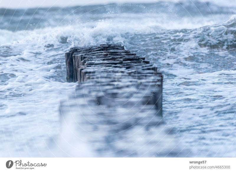 Storm waves on the Baltic Sea groynes Gale Waves Groyne attachment coastal protection Fischland Ocean Beach Water Vacation & Travel Baltic coast