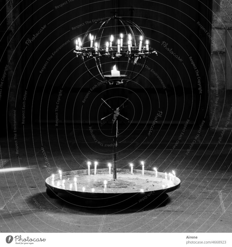 orbital exposure candles corona of lights Candle holder candlelight Candlelight Church Chapel Ritual Candle altar Candle flame Hope Light Religion and faith