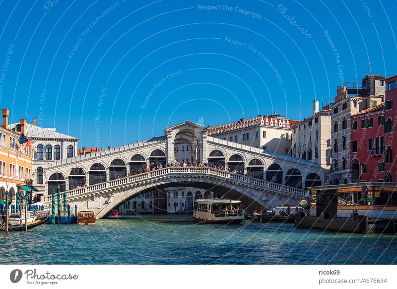 View of the Rialto Bridge in Venice, Italy vacation voyage Ponte di Rialto Town Architecture House (Residential Structure) Building Historic Old