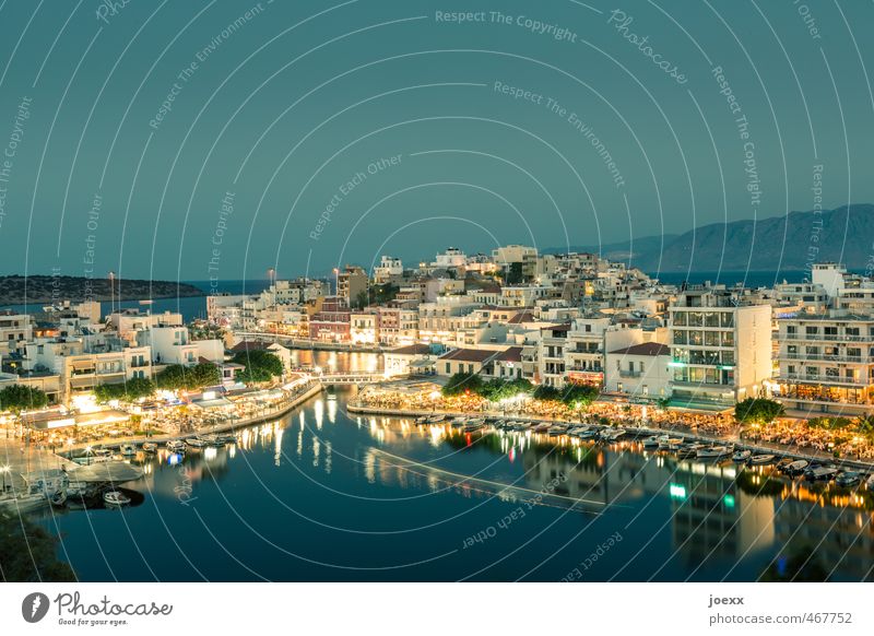 Agios Nikolaos Vacation & Travel Tourism Island Cloudless sky Night sky Horizon Summer Beautiful weather Bay Crete Small Town Port City Old town Overpopulated