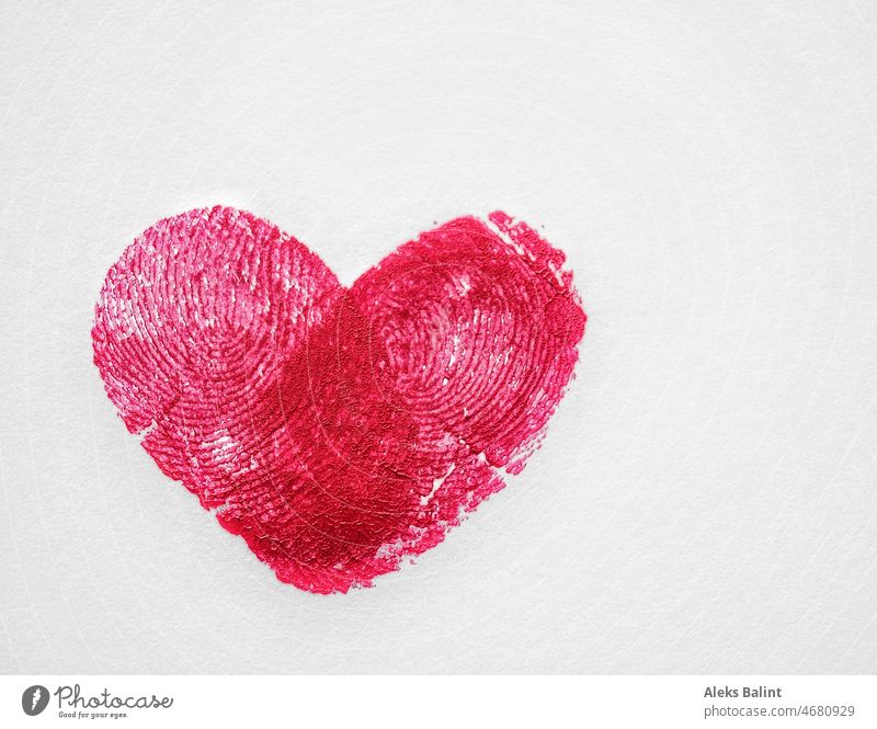 Fingerprint heart Heart Imprint Close-up pretty Love Emotions Fingers Colour photo Red Fingertip Detail Sign Romance Heart-shaped Valentine's Day