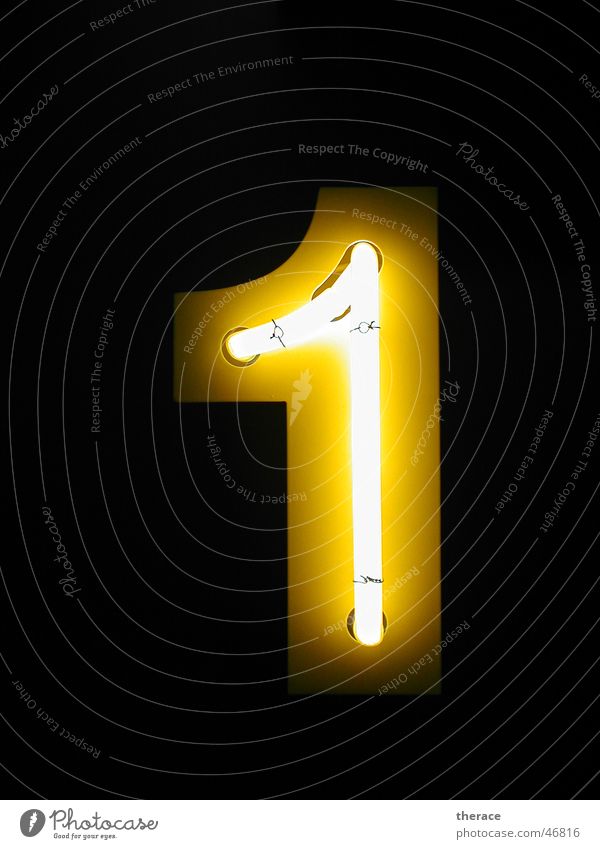 Profile 1 Neon light Tin Frame Typography Digits and numbers Yellow Dark Light Advertising one Lamp Lighting public relation