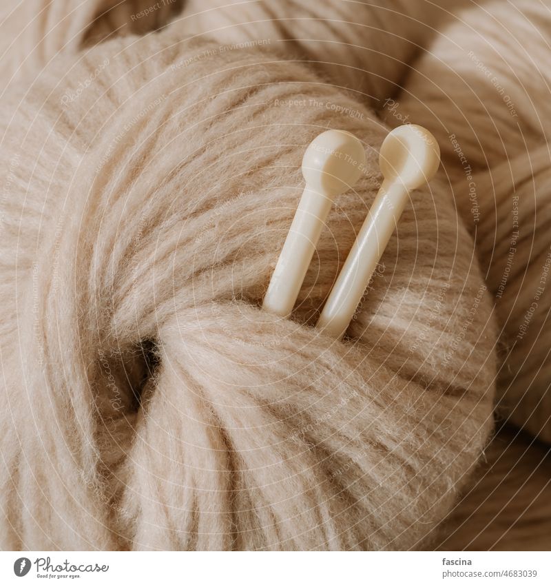 Aesthetic beige yarn skein, close up - a Royalty Free Stock Photo from  Photocase