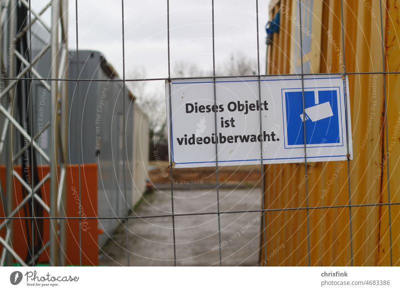 Video surveillance sign Surveillance camera Video camera Safety Technology Police state Watchfulness Fear Testing & Control Protection Observe Mistrust Building