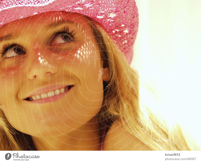 pink lady II Woman Pink Model Summer Blonde Happiness Beautiful Hat cowgirl Laughter Joy