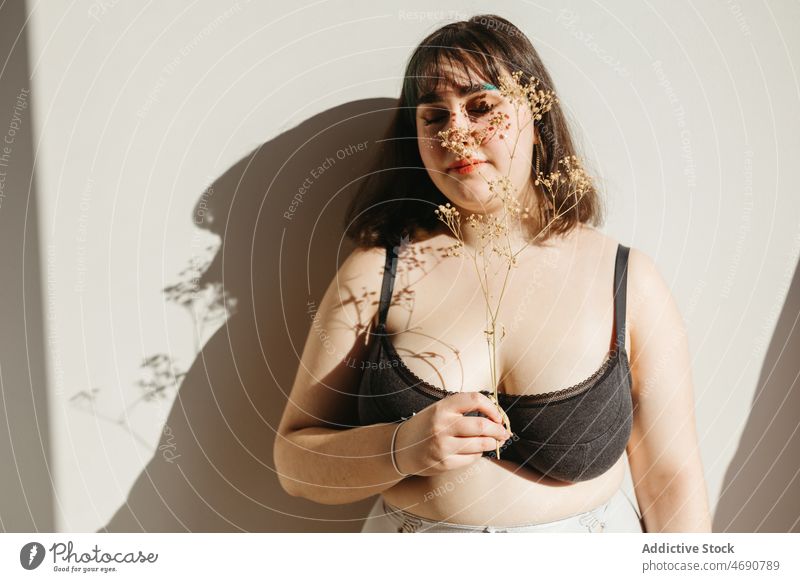 Plus size ethnic woman in lace lingerie - a Royalty Free Stock Photo from  Photocase