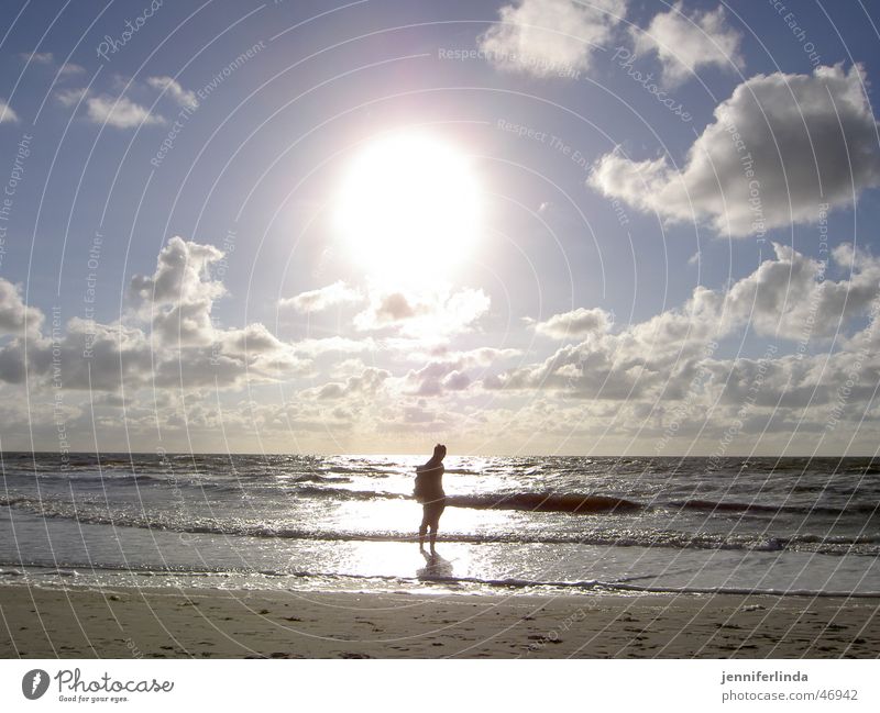 Enlightenment Beach Loneliness Hiking Illumination Back-light Sun North Sea