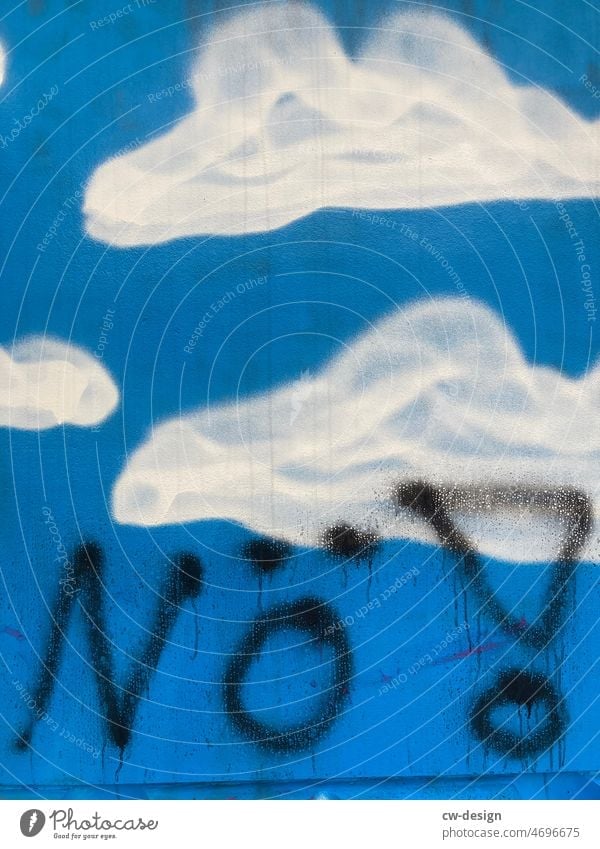 Nope! - No to war no Nope. War Clouds Sky Heaven Sky blue Heavenly Skyward Celestial bodies and the universe Blue White Multicoloured Creativity Wall (building)