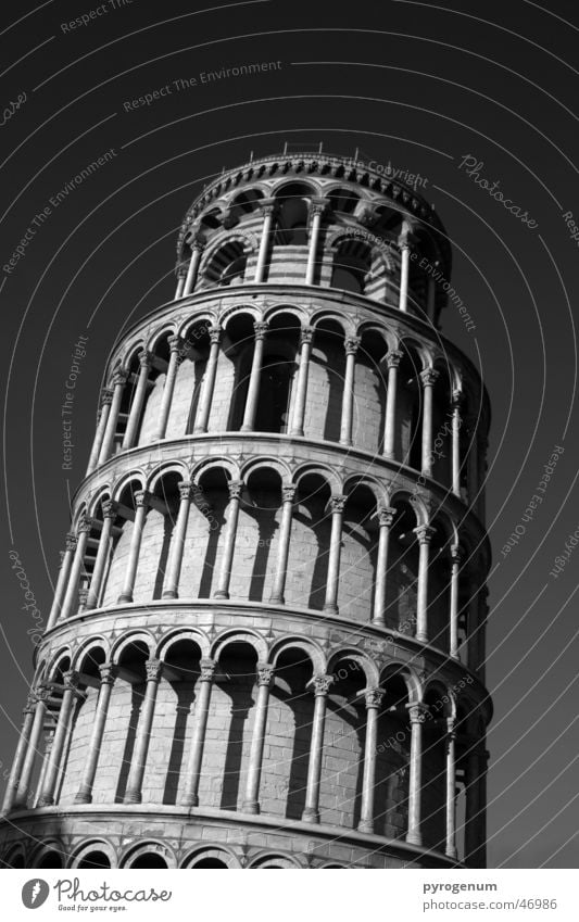 Leaning tourist attraction Black White PISA study Tower Tall Contrast Tilt