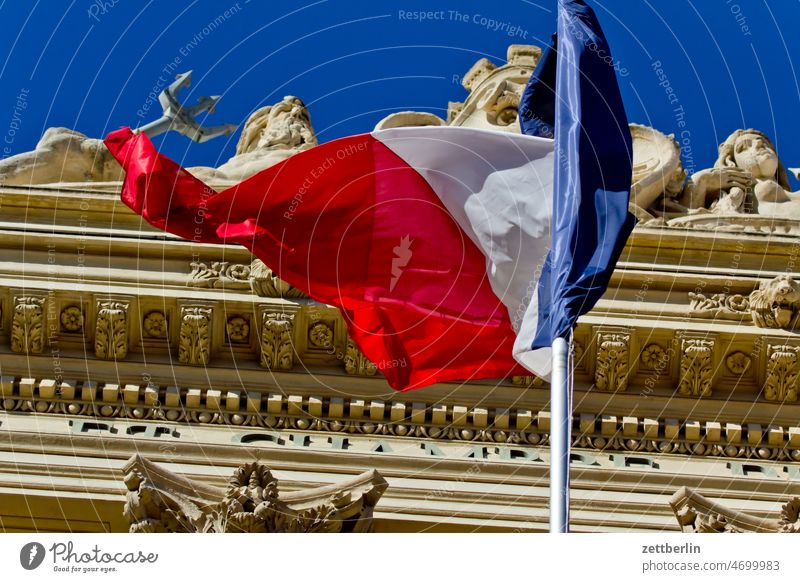 Marseille / Tricolore in front of public building Old Old town Architecture holidays France Historic downtown Medieval times Mediterranean sea Provence voyage