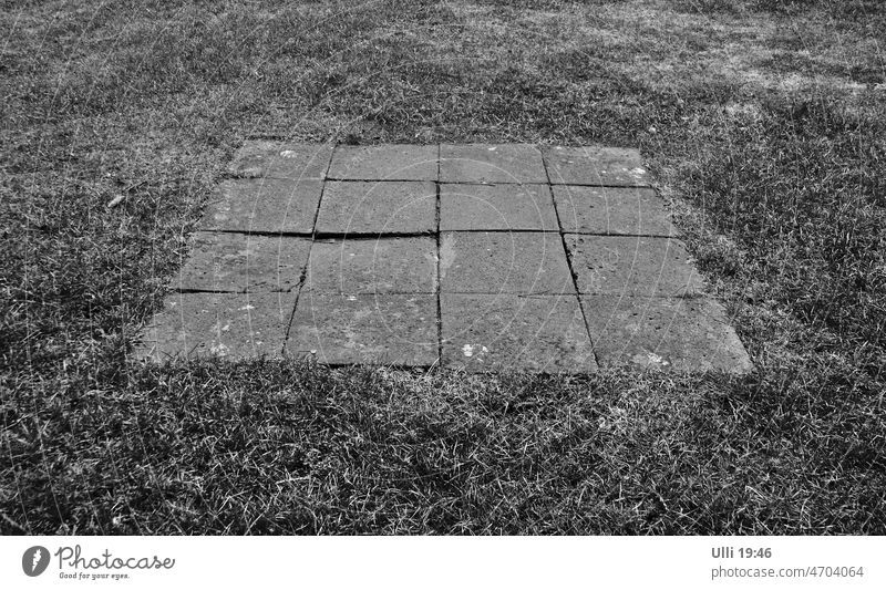 Dull dance floor or chessboard for beginners. Dance floor Floor covering Stone Dark Black & white photo Gray Tile Perspective Seam Ground Paving tiles Square