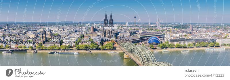 Aerial view of Cologne cologne city cologne cathedral old town rhine hohenzollern germany dom river carnival architecture building church bridge summer europe