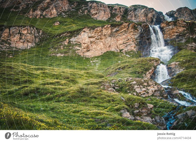 waterfall Waterfall waterfall neckline case Alps Alpine pasture