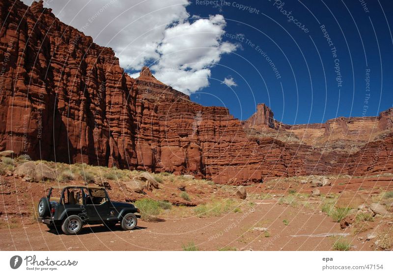 Canyonlands National Park Red Adventure Vacation & Travel Offroad vehicle Moab Territory USA Stone Sky Landscape Far-off places Freedom jeep wrangler