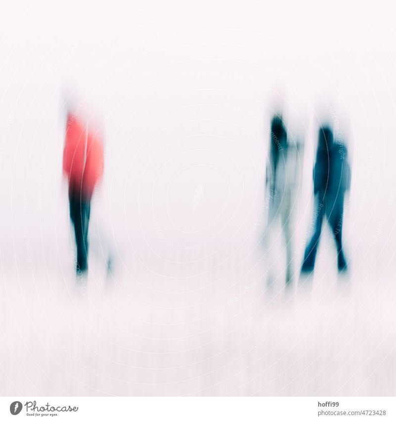 Shadowy people creep through the picture depression Fear hazy Diffuse blurriness Sadness Loneliness Abstract blurred Hazy Red Distorted Broken Escape peril