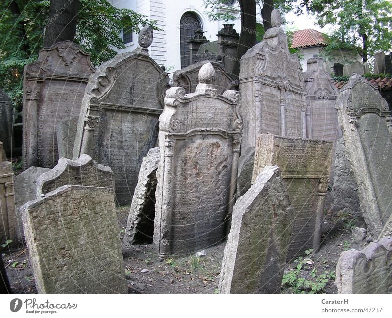graveyard Prague Judaism Grave Tombstone Stone Exterior shot Tilt Many Old Jewish cemetery Deserted Memory
