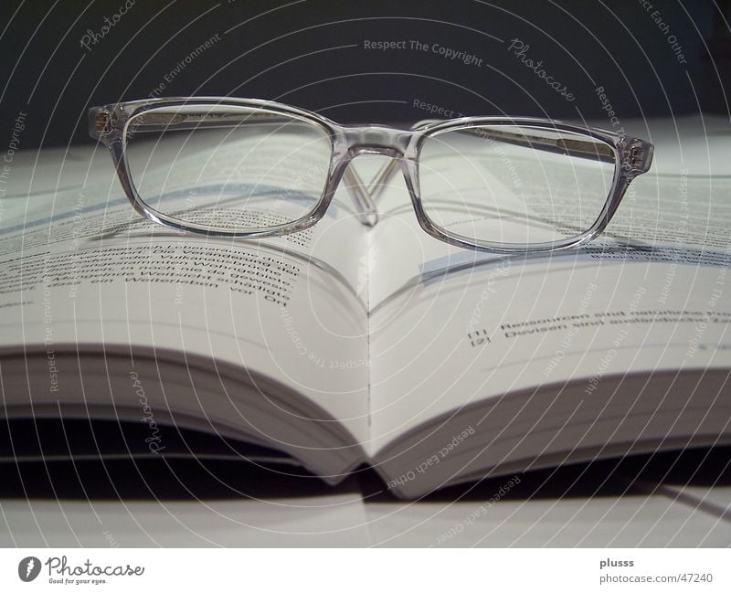 Being able to read Book Eyeglasses Characters Accuracy Spectacle frame Opened Tenancy law Laws and Regulations Deserted Reading glasses Teacher know-it-all